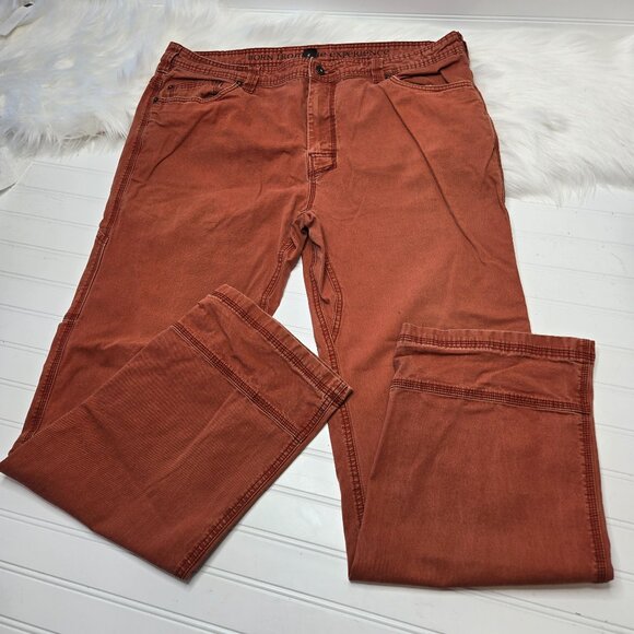 PrAna Bronson Pants 40" x 34" Burnt Orange Organic Cotton Carpenter Outdoors - Picture 1 of 13